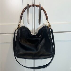 🔥 Vintage Gucci Diana Black Leather w/ Iconic Bamboo Handle